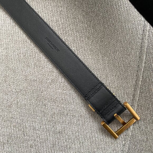 YSL CASSANDRE BELT SQUARE BUCKLE IN BLACK LEATHER - Picture 3 of 6